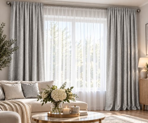 ZASŁONY SREBRNA NATURALNA BOHO DO 300CM