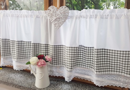 Zazdrostka koronka kratka szara shabby chic