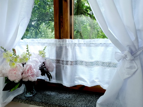 Zakostyl zazdrostka biała splot len koronka shabby