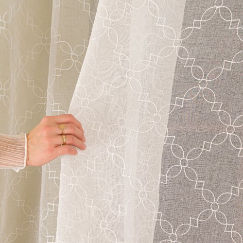 Firana etamina haftowana biel do 280cm