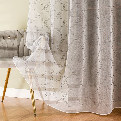 FIRANA ETAMINA HAFTOWANA SZARA NITKA DO 280CM 