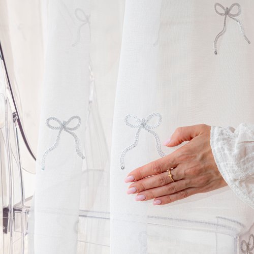 Firana etamina kokardy srebrne  do 290cm