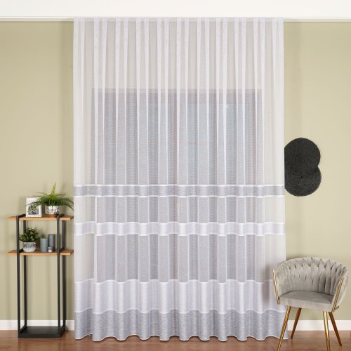 FIRANA FANTAZYJNA PASY SZARE DO 300CM