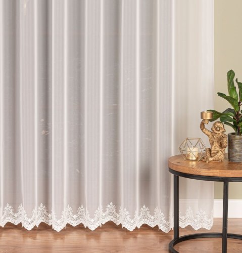 FIRANA HAFTOWANA ECRU NA WOALU DO 280CM