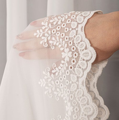 Firana haftowana ecru na woalu do 280cm