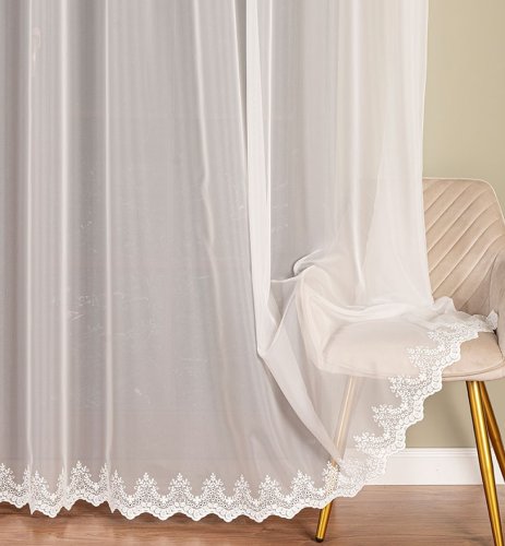 FIRANA HAFTOWANA ECRU NA WOALU DO 280CM