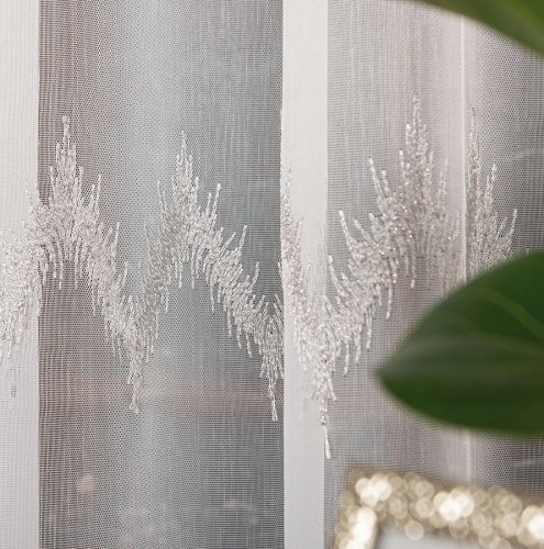 FIRANA HAFTOWANA Z SZARYM BŁYSKIEM DO 280CM