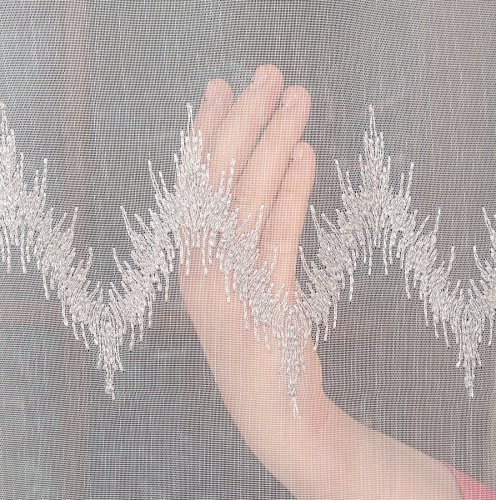 FIRANA HAFTOWANA Z SZARYM BŁYSKIEM DO 280CM