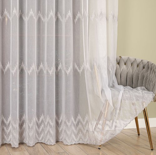 FIRANA HAFTOWANA Z SZARYM BŁYSKIEM DO 280CM
