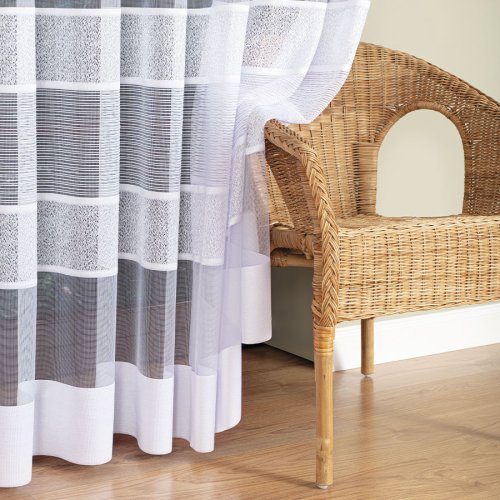 FIRANA ŻAKARD PASY BIAŁE DO 250CM
