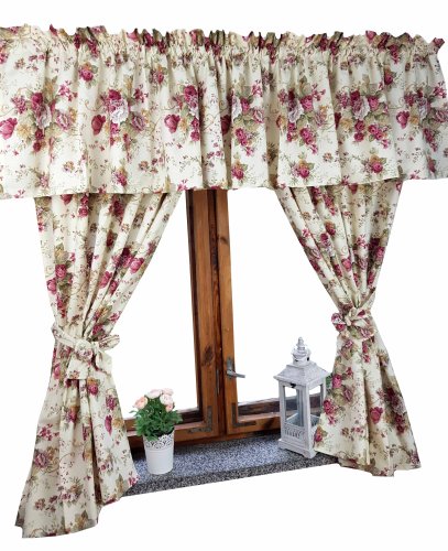 KOMPLET LAMBREKIN + ZASŁONY ANGIELSKA RÓŻA