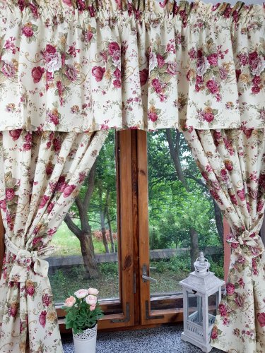 KOMPLET LAMBREKIN + ZASŁONY ANGIELSKA RÓŻA