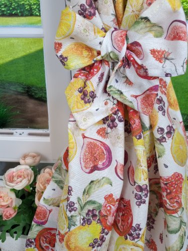 KOMPLET LAMBREKIN + ZASŁONY CYTRYNY GRANATY