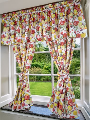 Komplet lambrekin + zasłony cytryny granaty