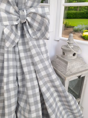 KOMPLET LAMBREKIN + ZASŁONY SZARA KRATA