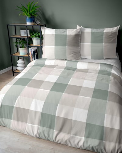 Komplet pościeli bawełna Victoria beż/zieleń 220x200