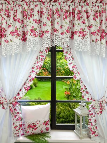 KOMPLET SHABBY CHIC RÓŻOWE RÓŻYCZKI