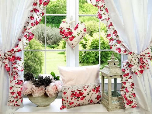 KOMPLET SHABBY CHIC RÓŻOWE RÓŻYCZKI