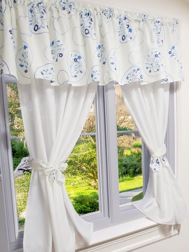 Komplet zasłony i lambrekin folk serwetki