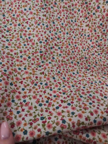 TKANINA NATURALNY SPLOT KWIATUSZKI NA SZARYM BEŻU 140CM HISZPAŃSKA