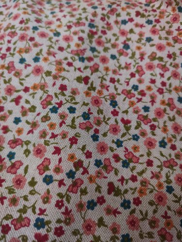 TKANINA NATURALNY SPLOT KWIATUSZKI NA SZARYM BEŻU 140CM HISZPAŃSKA