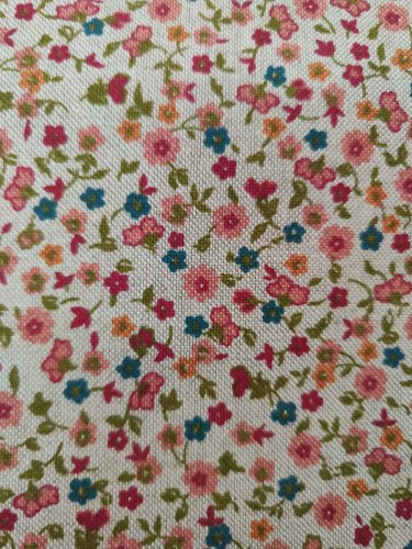 TKANINA NATURALNY SPLOT KWIATUSZKI NA SZARYM BEŻU 140CM HISZPAŃSKA