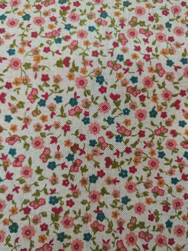 TKANINA NATURALNY SPLOT KWIATUSZKI NA SZARYM BEŻU 140CM HISZPAŃSKA