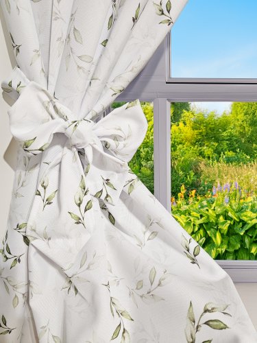 ZASŁONA LISTKI ZIELONE WODOODPORNA SZER.150cm