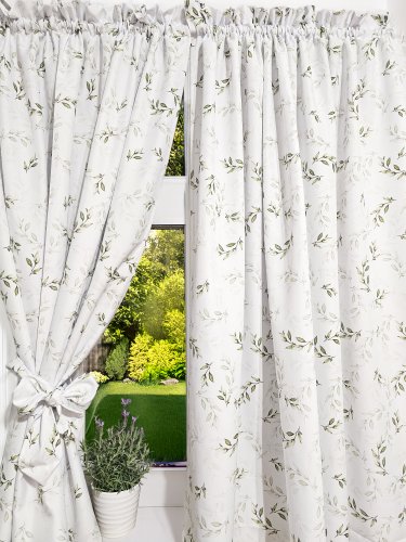 ZASŁONA LISTKI ZIELONE WODOODPORNA SZER.150cm