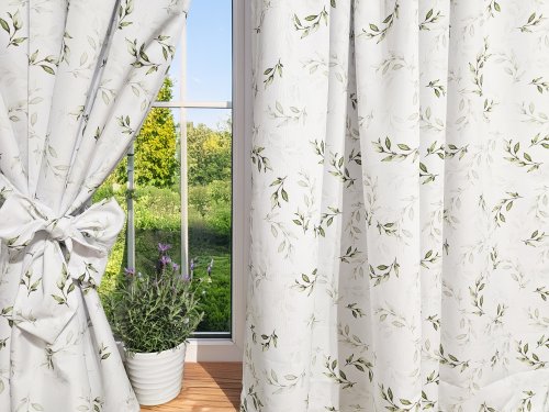 Zasłona listki zielone wodoodporna szer.150cm