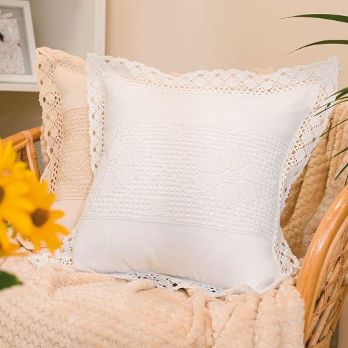 POSZEWKA SHABBY CHIC RACHELA KORONKA BIEL 40x40cm