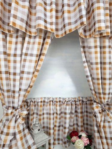 ZAKOSTYL KOMPLET CIEPŁY BRĄZ KRATKA