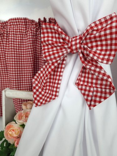 ZAKOSTYL KOMPLET CZERWONA KRATA BIAŁA1