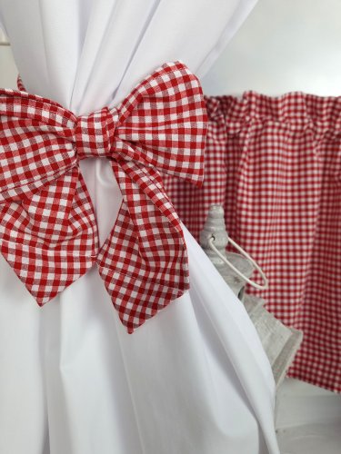 ZAKOSTYL KOMPLET CZERWONA KRATA BIAŁA1