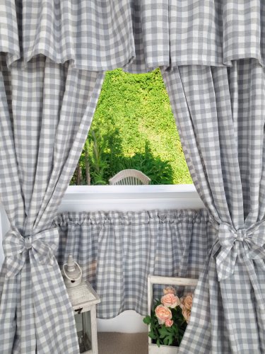 ZAKOSTYL KOMPLET SZARA KRATKA OBUSTRONNA