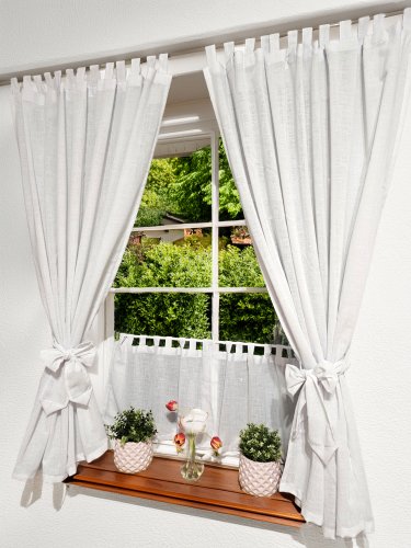 Zakostyl zasłony + zazdrostka białe splot len szelki