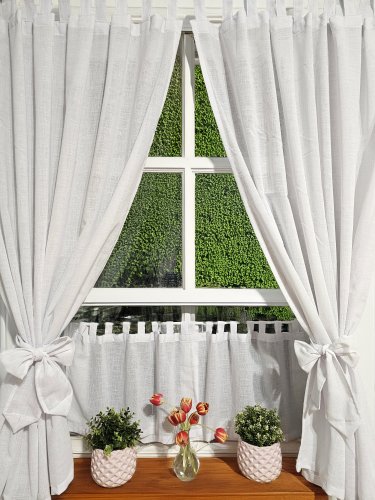 ZAKOSTYL ZASŁONY + ZAZDROSTKA BIAŁE SPLOT LEN SZELKI