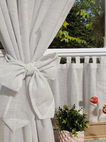 ZAKOSTYL ZASŁONY + ZAZDROSTKA BIAŁE SPLOT LEN SZELKI