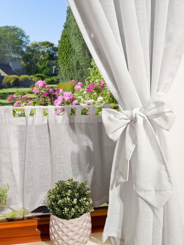 ZAKOSTYL ZASŁONY + ZAZDROSTKA BIAŁE SPLOT LEN SZELKI