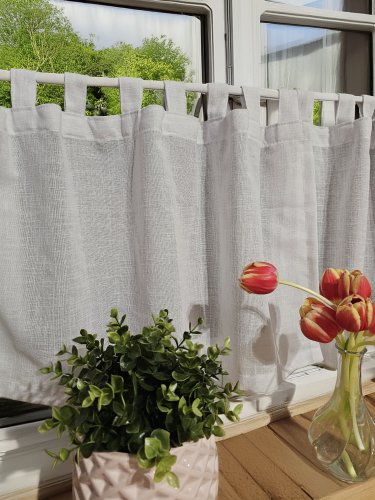 ZAKOSTYL ZASŁONY + ZAZDROSTKA BIAŁE SPLOT LEN SZELKI