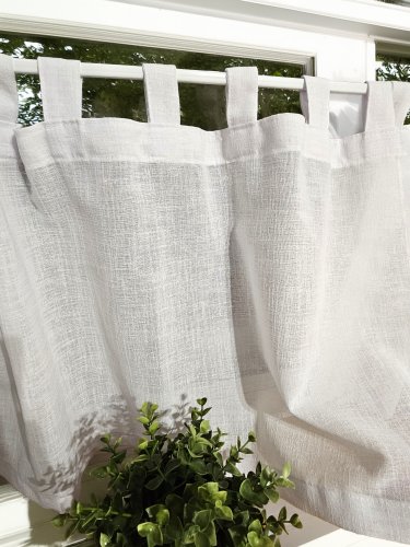ZAKOSTYL ZASŁONY + ZAZDROSTKA BIAŁE SPLOT LEN SZELKI