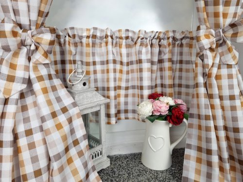 ZAKOSTYL KOMPLET CIEPŁY BRĄZ KRATKA