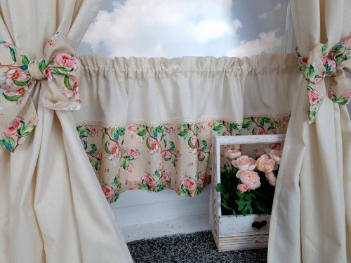 ZAKOSTYL ZASŁONY + ZAZDROSTKA JABŁONIE ECRU SHABBY