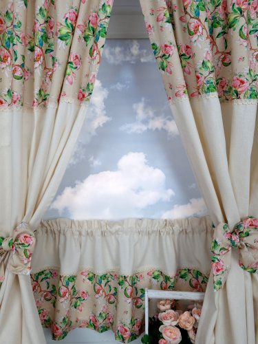 ZAKOSTYL ZASŁONY + ZAZDROSTKA JABŁONIE ECRU SHABBY