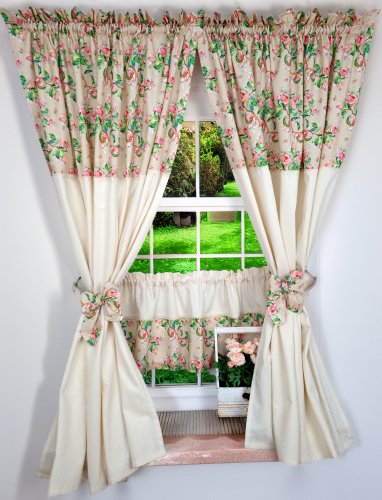 Zakostyl zasłony + zazdrostka jabłonie ecru shabby