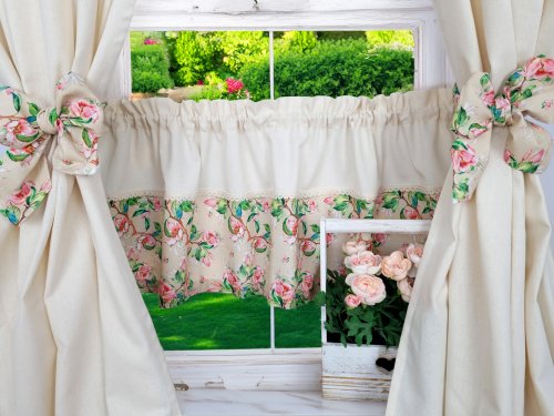 ZAKOSTYL ZASŁONY + ZAZDROSTKA JABŁONIE ECRU SHABBY