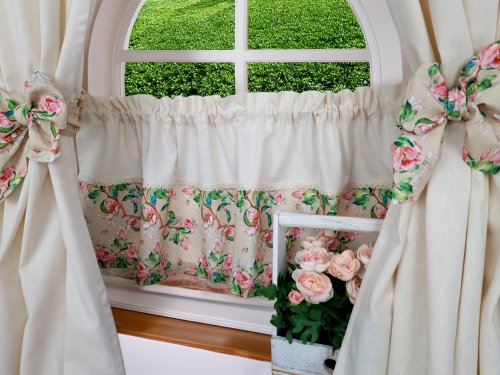 ZAKOSTYL ZASŁONY + ZAZDROSTKA JABŁONIE ECRU SHABBY