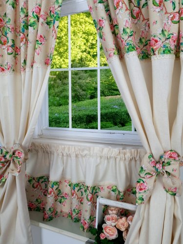 ZAKOSTYL ZASŁONY + ZAZDROSTKA JABŁONIE ECRU SHABBY