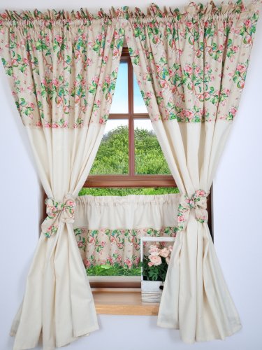 ZAKOSTYL ZASŁONY + ZAZDROSTKA JABŁONIE ECRU SHABBY