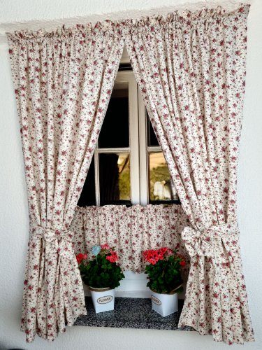 ZAKOSTYL ZASŁONY + ZAZDROSTKA KREM MAŁE RÓŻE